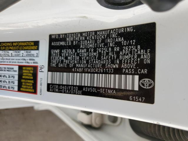 Photo 11 VIN: 4T4BF1FK0CR261133 - TOYOTA CAMRY 