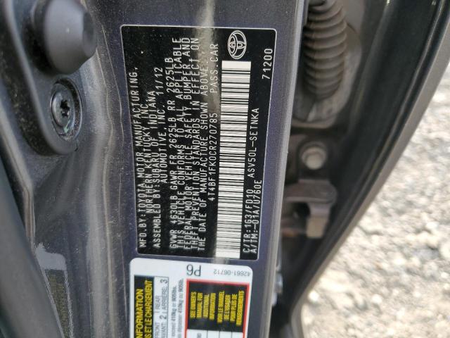 Photo 12 VIN: 4T4BF1FK0CR270785 - TOYOTA CAMRY BASE 