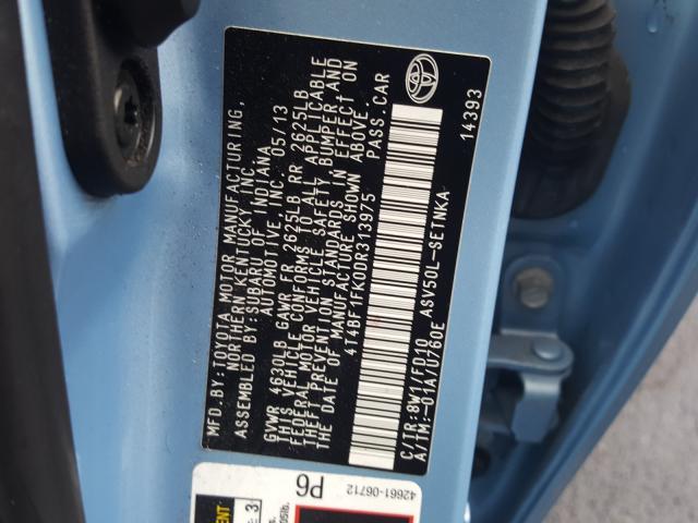 Photo 9 VIN: 4T4BF1FK0DR313975 - TOYOTA CAMRY L 