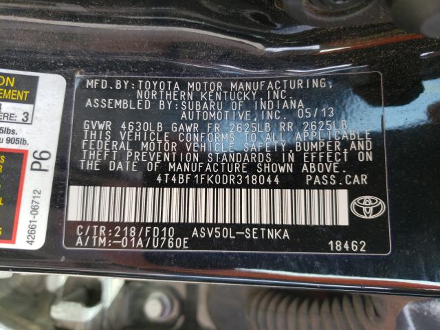 Photo 9 VIN: 4T4BF1FK0DR318044 - TOYOTA CAMRY L 