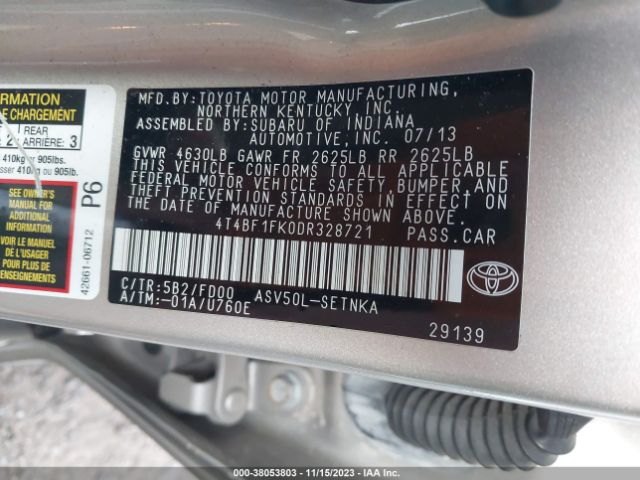 Photo 8 VIN: 4T4BF1FK0DR328721 - TOYOTA CAMRY 