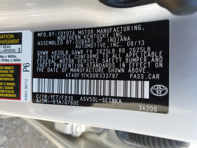 Photo 9 VIN: 4T4BF1FK0DR333787 - TOYOTA CAMRY L 