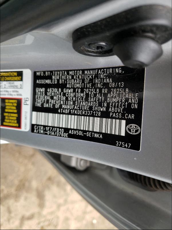 Photo 9 VIN: 4T4BF1FK0ER337128 - TOYOTA CAMRY L 