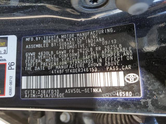 Photo 11 VIN: 4T4BF1FK0ER346153 - TOYOTA CAMRY 