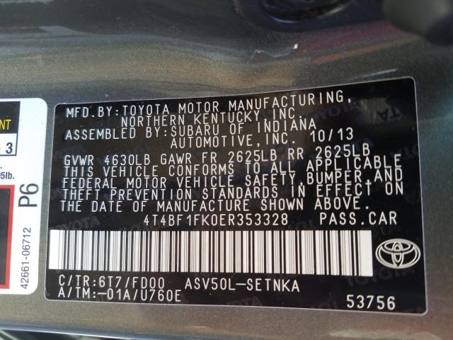 Photo 9 VIN: 4T4BF1FK0ER353328 - TOYOTA CAMRY 