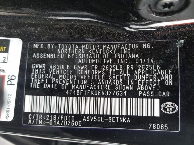 Photo 9 VIN: 4T4BF1FK0ER377631 - TOYOTA CAMRY L 