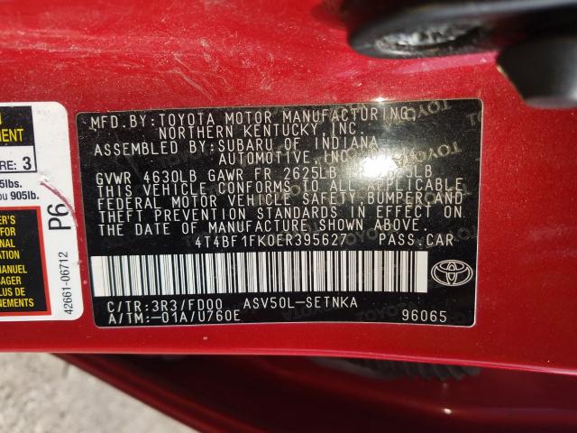 Photo 9 VIN: 4T4BF1FK0ER395627 - TOYOTA CAMRY L 