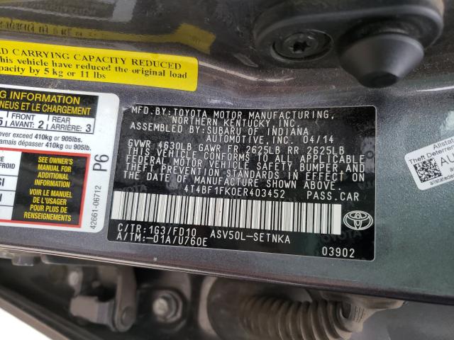 Photo 9 VIN: 4T4BF1FK0ER403452 - TOYOTA CAMRY L 