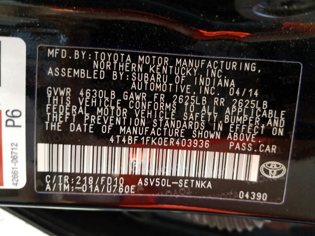 Photo 9 VIN: 4T4BF1FK0ER403936 - TOYOTA CAMRY L 