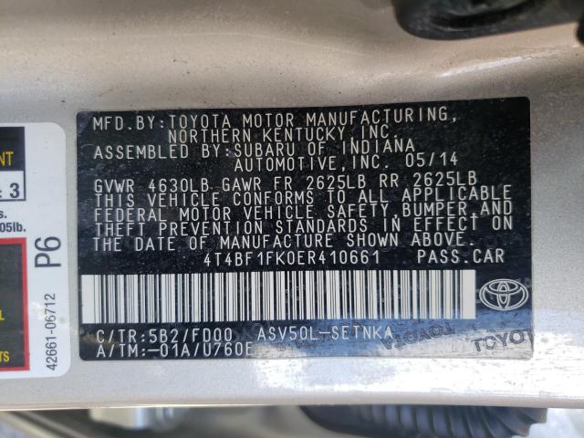 Photo 9 VIN: 4T4BF1FK0ER410661 - TOYOTA CAMRY 