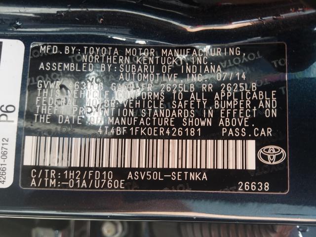 Photo 9 VIN: 4T4BF1FK0ER426181 - TOYOTA CAMRY L 