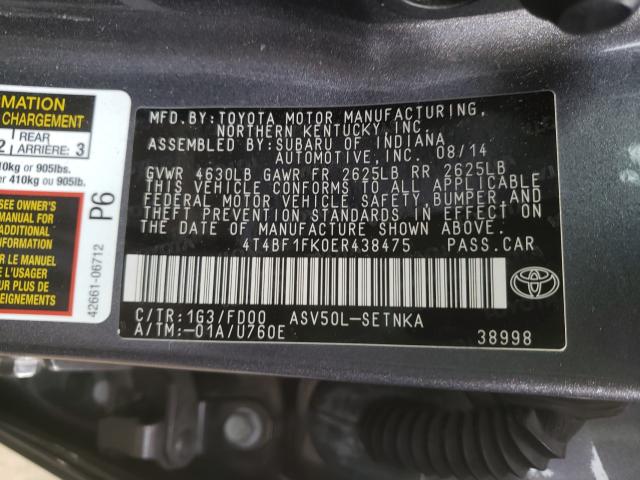 Photo 9 VIN: 4T4BF1FK0ER438475 - TOYOTA CAMRY L 