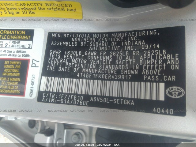 Photo 8 VIN: 4T4BF1FK0ER439917 - TOYOTA CAMRY 