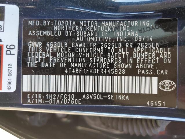 Photo 11 VIN: 4T4BF1FK0FR445928 - TOYOTA CAMRY 