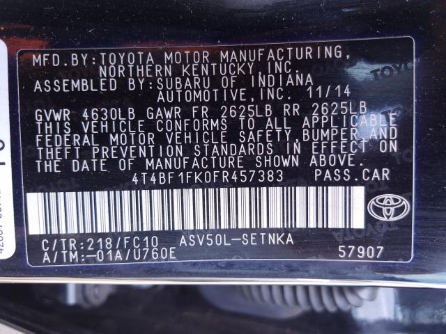 Photo 9 VIN: 4T4BF1FK0FR457383 - TOYOTA CAMRY LE 