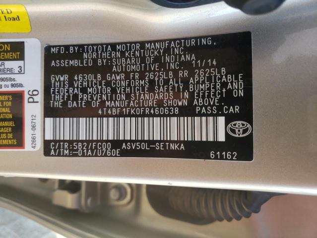 Photo 9 VIN: 4T4BF1FK0FR460638 - TOYOTA CAMRY LE 