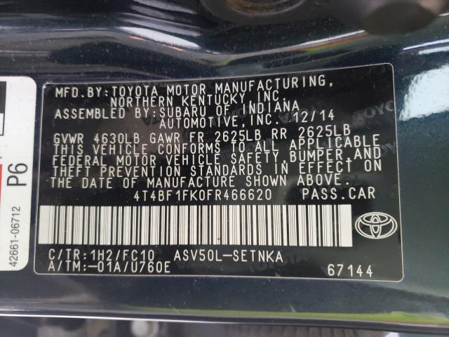 Photo 9 VIN: 4T4BF1FK0FR466620 - TOYOTA CAMRY LE 