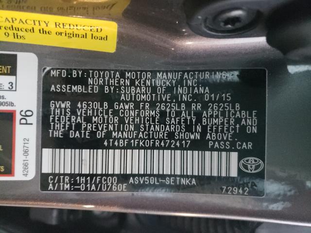 Photo 9 VIN: 4T4BF1FK0FR472417 - TOYOTA CAMRY LE 