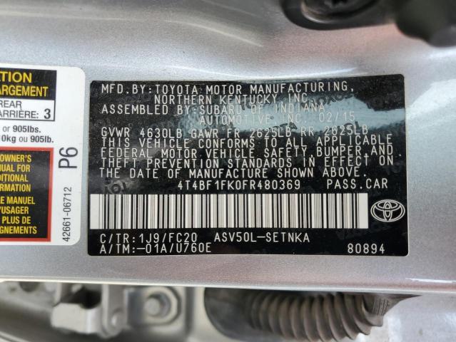 Photo 11 VIN: 4T4BF1FK0FR480369 - TOYOTA CAMRY LE 