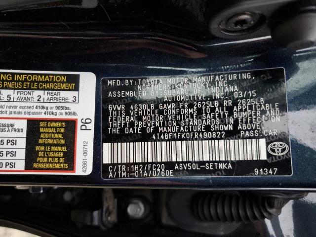 Photo 11 VIN: 4T4BF1FK0FR490822 - TOYOTA CAMRY LE 