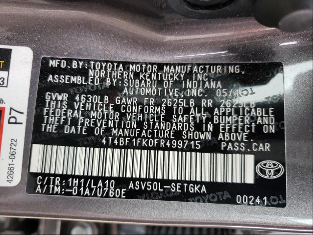 Photo 9 VIN: 4T4BF1FK0FR499715 - TOYOTA CAMRY LE 