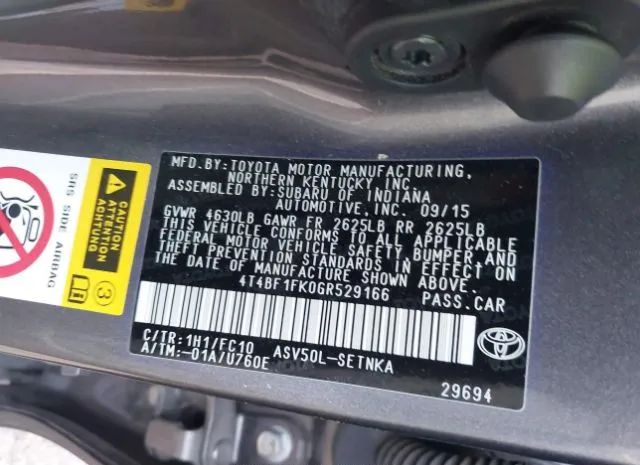 Photo 8 VIN: 4T4BF1FK0GR529166 - TOYOTA CAMRY 