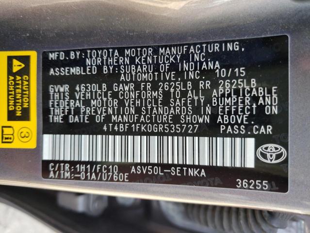 Photo 9 VIN: 4T4BF1FK0GR535727 - TOYOTA CAMRY SE 