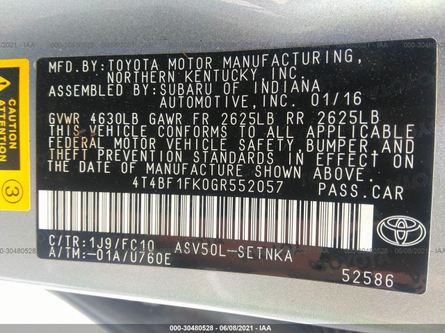 Photo 8 VIN: 4T4BF1FK0GR552057 - TOYOTA CAMRY 