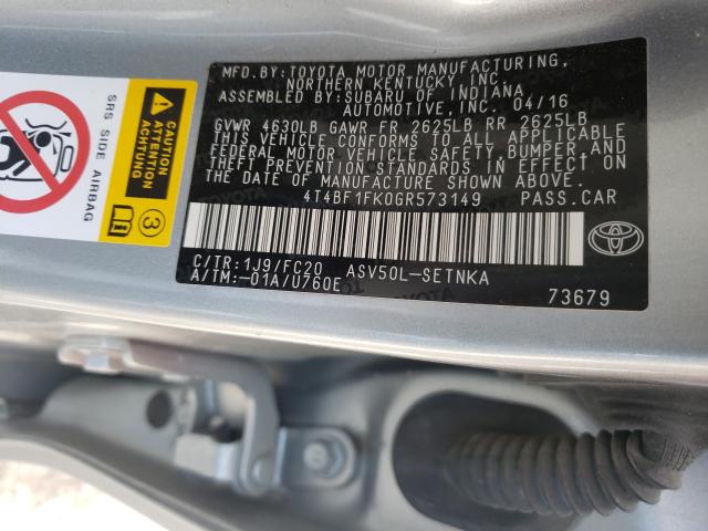 Photo 9 VIN: 4T4BF1FK0GR573149 - TOYOTA CAMRY LE 