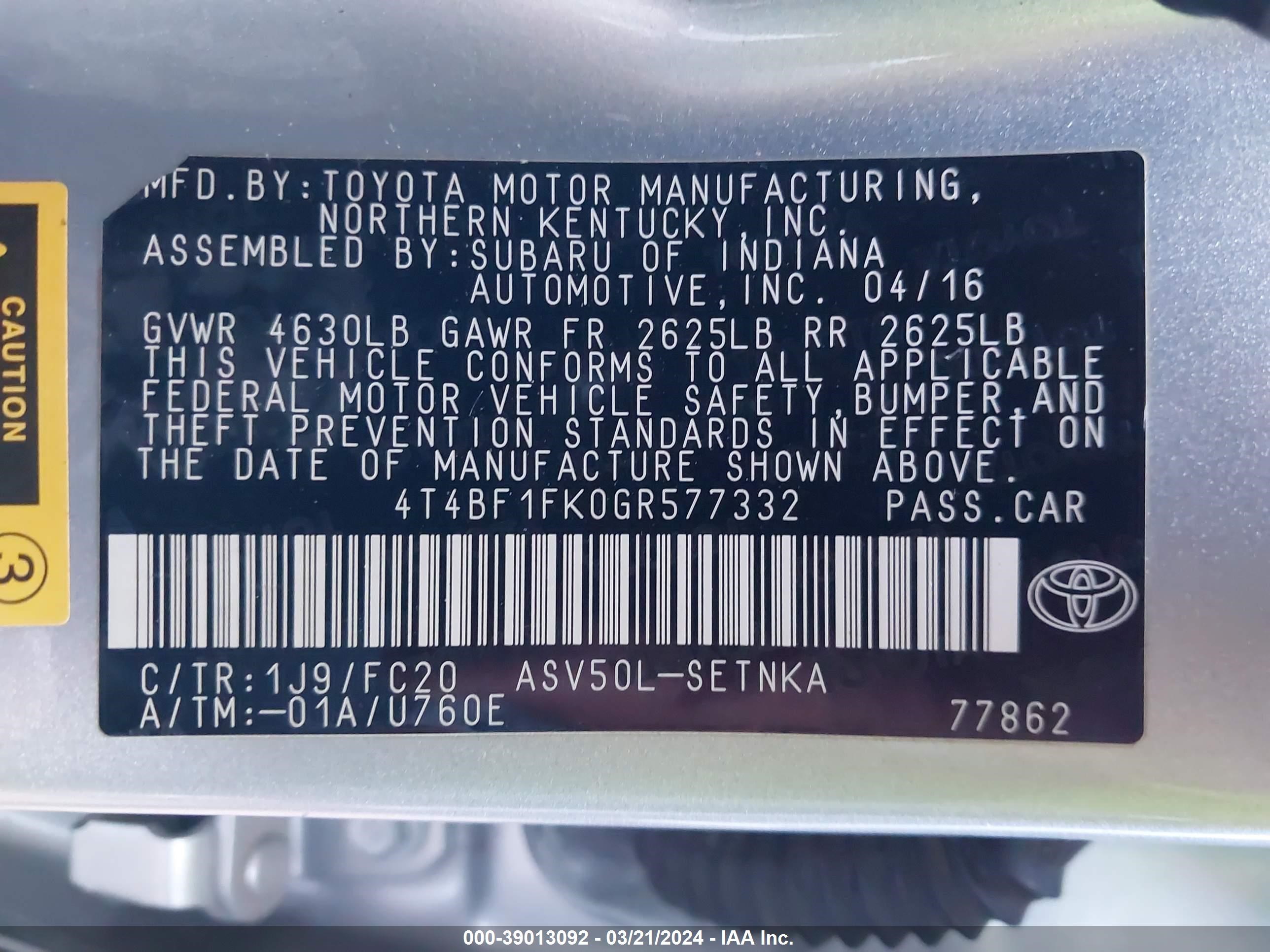 Photo 8 VIN: 4T4BF1FK0GR577332 - TOYOTA CAMRY 