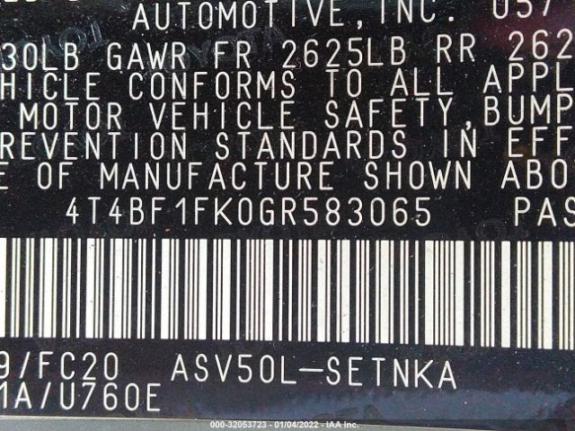 Photo 8 VIN: 4T4BF1FK0GR583065 - TOYOTA CAMRY 