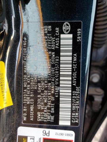 Photo 11 VIN: 4T4BF1FK1CR157783 - TOYOTA CAMRY BASE 