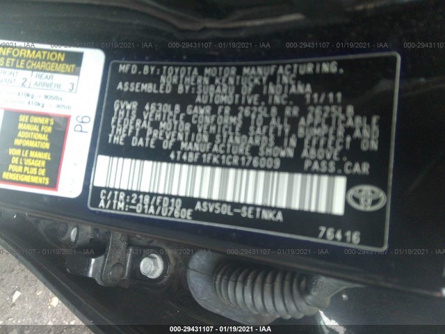 Photo 8 VIN: 4T4BF1FK1CR176009 - TOYOTA CAMRY 