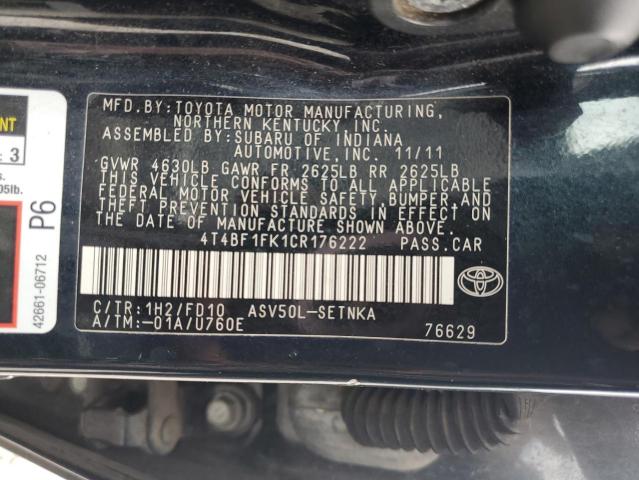 Photo 11 VIN: 4T4BF1FK1CR176222 - TOYOTA CAMRY L AU 