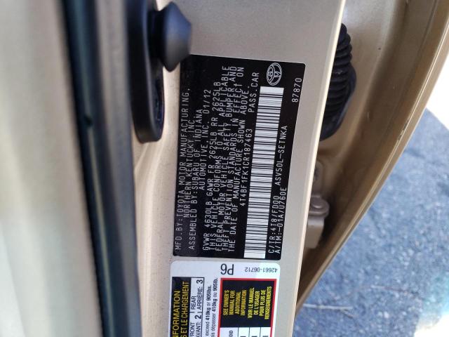 Photo 12 VIN: 4T4BF1FK1CR187463 - TOYOTA CAMRY BASE 