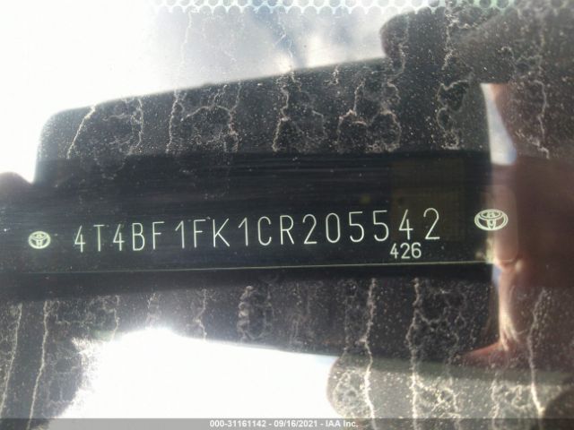 Photo 8 VIN: 4T4BF1FK1CR205542 - TOYOTA CAMRY 