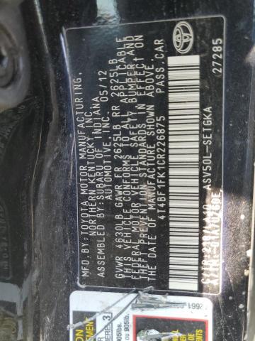 Photo 11 VIN: 4T4BF1FK1CR226875 - TOYOTA CAMRY BASE 