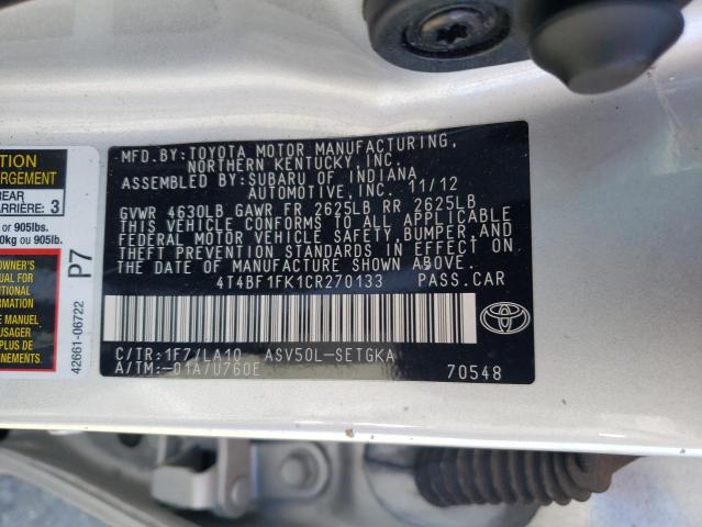 Photo 11 VIN: 4T4BF1FK1CR270133 - TOYOTA CAMRY BASE 