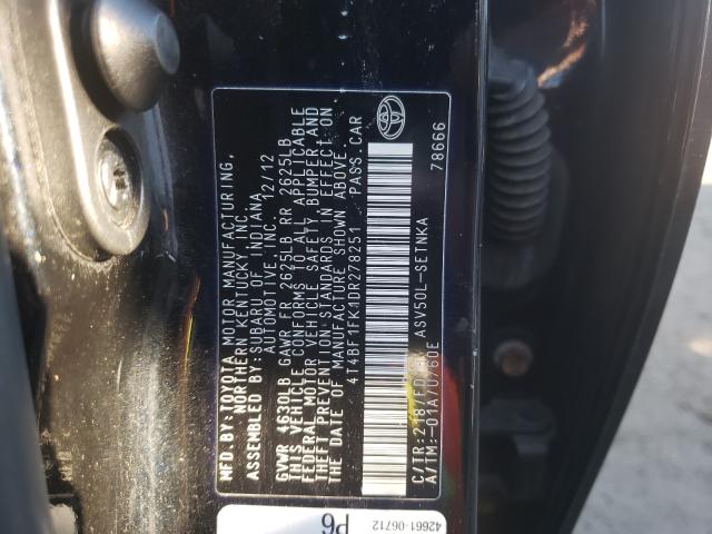 Photo 9 VIN: 4T4BF1FK1DR278251 - TOYOTA CAMRY L 