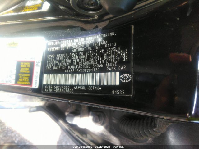 Photo 8 VIN: 4T4BF1FK1DR281120 - TOYOTA CAMRY 