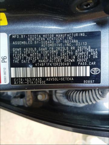 Photo 9 VIN: 4T4BF1FK1DR290481 - TOYOTA CAMRY L 