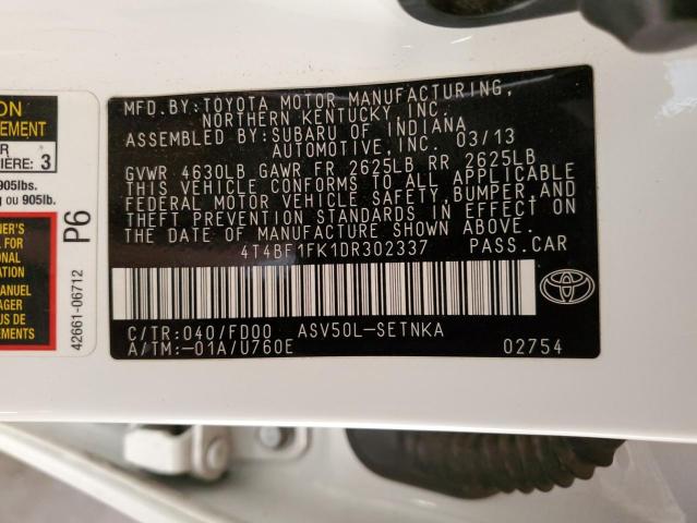 Photo 11 VIN: 4T4BF1FK1DR302337 - TOYOTA CAMRY L 