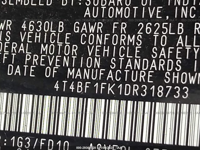 Photo 8 VIN: 4T4BF1FK1DR318733 - TOYOTA CAMRY 