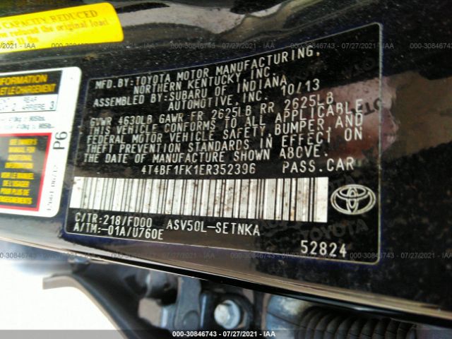 Photo 8 VIN: 4T4BF1FK1ER352396 - TOYOTA CAMRY 