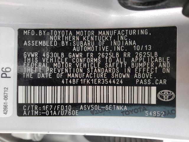 Photo 9 VIN: 4T4BF1FK1ER354424 - TOYOTA CAMRY L 