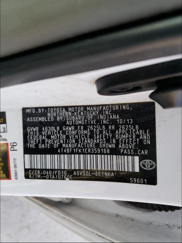 Photo 9 VIN: 4T4BF1FK1ER359168 - TOYOTA CAMRY L 