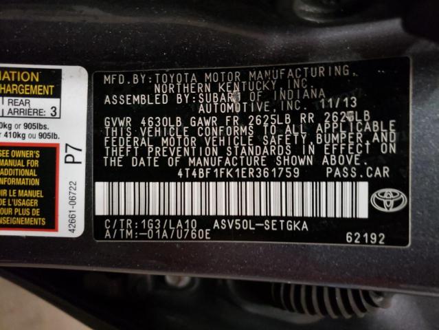 Photo 11 VIN: 4T4BF1FK1ER361759 - TOYOTA CAMRY 