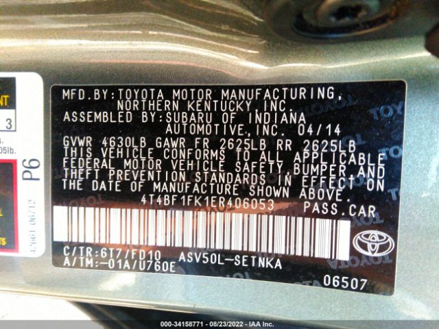 Photo 8 VIN: 4T4BF1FK1ER406053 - TOYOTA CAMRY 