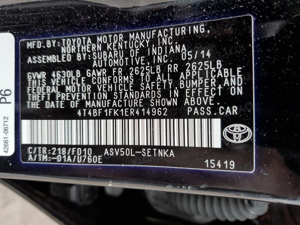 Photo 11 VIN: 4T4BF1FK1ER414962 - TOYOTA CAMRY 