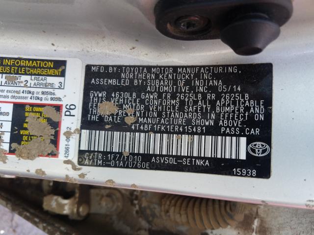 Photo 9 VIN: 4T4BF1FK1ER415481 - TOYOTA CAMRY L 